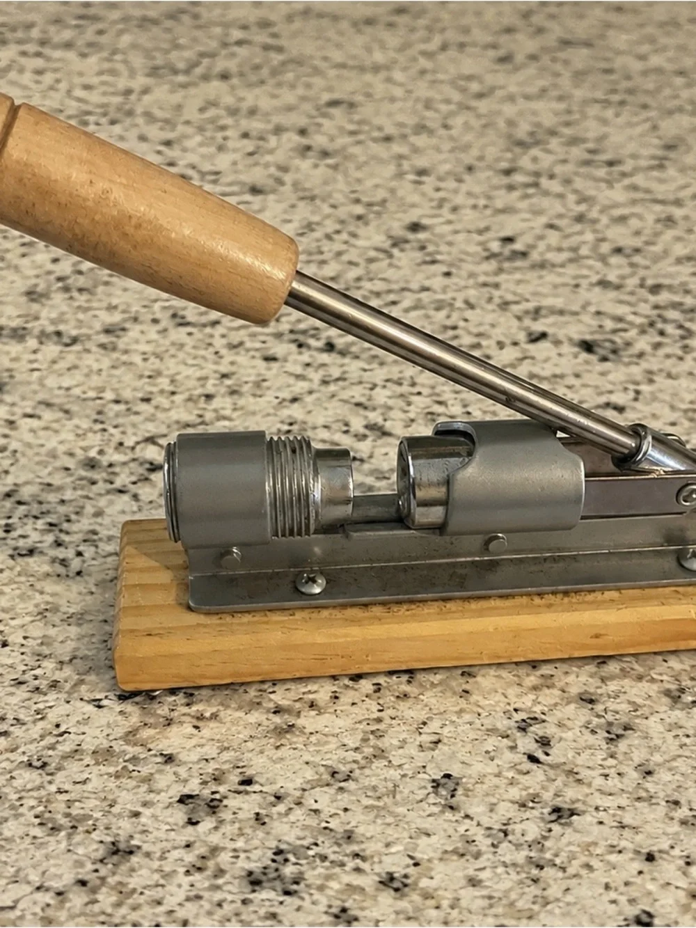 Vintage Lever-Action Tool on Wood Base - Possibly  Nutcracker / Nut Cracking